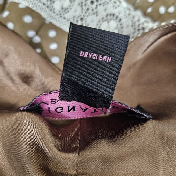 Signature by Robbie Bee Midi Dress Womens Sz 10 Brown Polka Dot Lace Trim - Picture 14 of 15